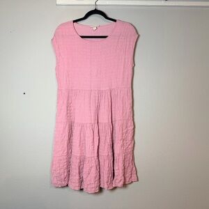 Knox Rose Tiered Knee Length Dress Size Medium Pink Boho Cap Sleeve